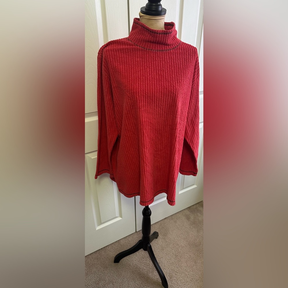 Hanes Signature Collection Bold Red Women's Turtleneck Sweater